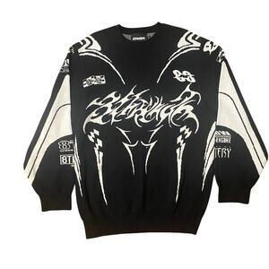 8thWNDR Moto Cross Knit Cotton Sweatshirt Size Medium